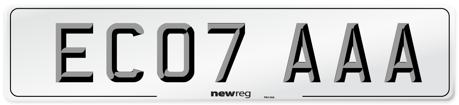 EC07 AAA Number Plate from New Reg